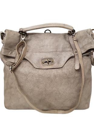 Велика брутальна шкіряна сумка vera pelle made in italy