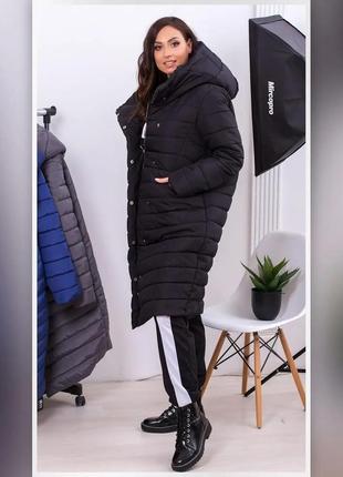42-54р жіноче зимове пальто плащівка на силіконі багато кольорів з капішонов стьобане нижче колін2 фото