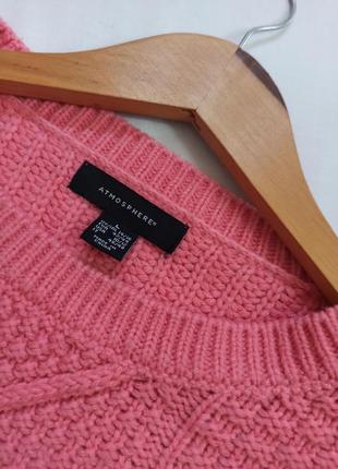 Розовый объемный оверсайз свитер крупной вязки3 фото