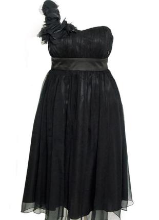 Платье из шелка чернильного   цвета