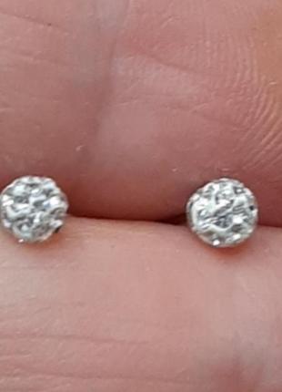 Серьги -гвоздики серебряные с кристаллами сваровски