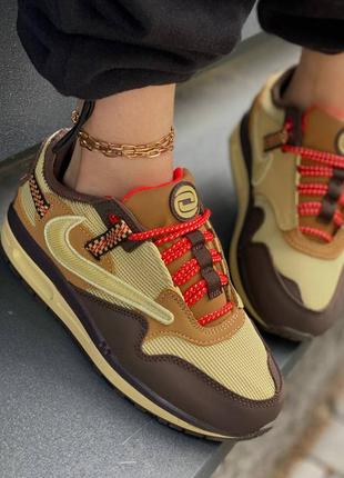 Travis scott x nike air max 87 x cactus 1 baroque brown топові кросівки жіночі чоловічі розміри крутые люксовые кроссовки бренд женские мужские найк