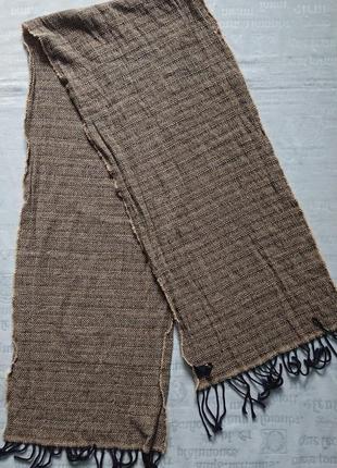 Модный шерстяной шарф с бахромой (италия)/ легкий и теплый1 фото