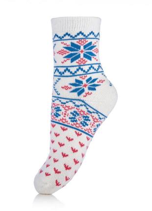 Теплые носки носочки детские длинные тёплые высокие белые с узором оленями снежинками на для девочек девочки мальков мальчика