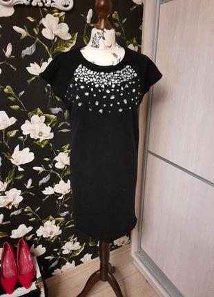 Платье waggon paris черное брендовое, вышито камнями1 фото