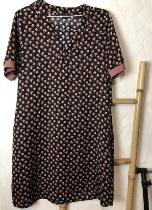 Maison scotch шикарна цупка сатинова сукня в квіти1 фото
