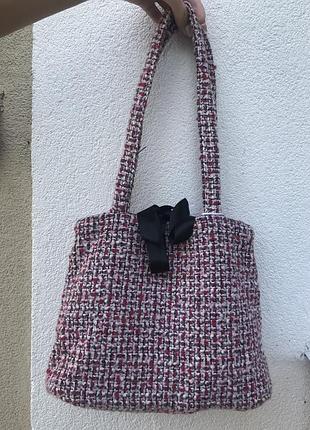 Новая,твидовая,шерсть+альпака+акрил сумка,торба,стиль шанель,ирландия