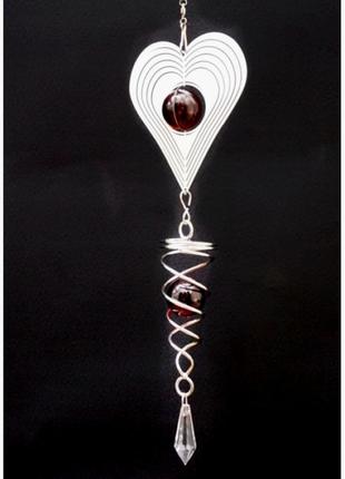 3d мобіль сердце скляний шар і білий метал стильний елемент декору-антистрес+подарунок1 фото