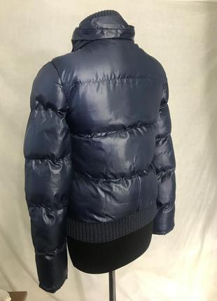 Куртка дутик синяя e-vie тёплая двойная застёжка под горло6 фото