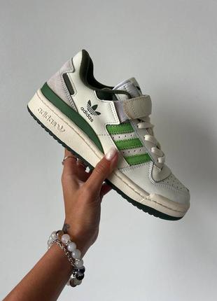 Adidas  forum 84 low green premium низькі кросівки білі з зеленим