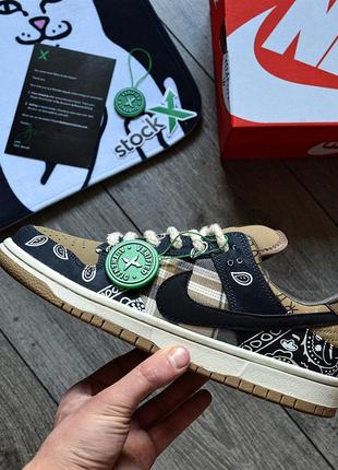 Знову у наявності. шкіряні кросівки travis scott x nike sb dunk low 'cactus jack'