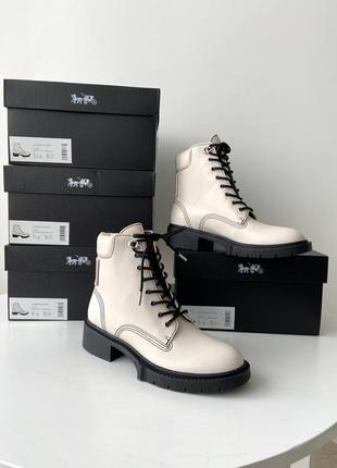 Женские сапожки coach кожа оригинал ботинки боты берцы коуч коач на подарок жене подарок девушке