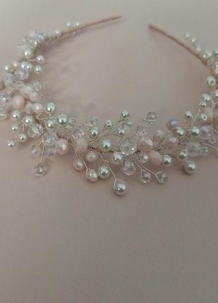 Ободок молочного цвета, свадебный комплект