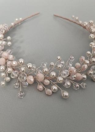 Ободок молочного цвета, свадебный комплект