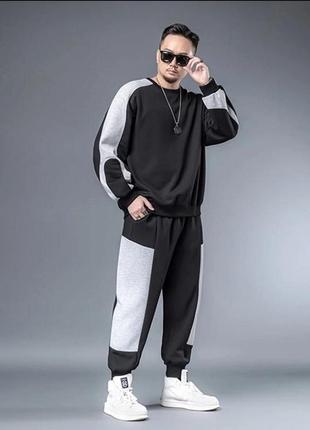 Чоловічий чорно-сірий спортивний костюм oversize