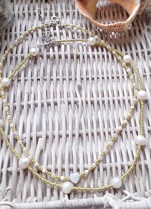 Чокер із бісера та перлин намисто