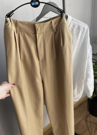 Бежеві трендові брюки палаццо6 фото
