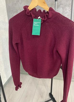 Свитер от h&amp;m в бордовом цвете теплый вязаный