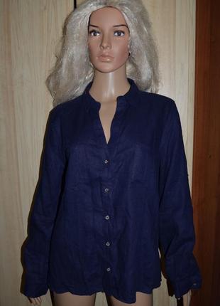 Шикарная льняная рубашка linea 16 размер 100 % лен