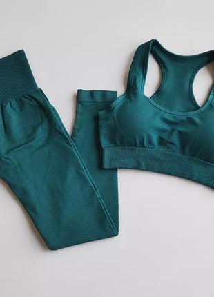 Женский костюм для фитнеса, зеленый - размер l, нейлон1 фото