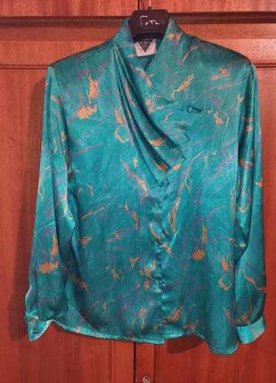 Винтажная блузка рубашка ассиметричный воротник jacques vert1 фото
