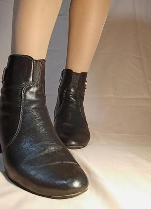 Демисезонные женские ботинки на каблуке натуральная кожа4 фото