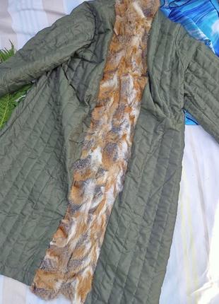 Винтажный коттоновый плащ на стеганой подстежке с натуральным мехом,54-58разм.8 фото