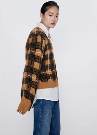 Крутий светр в клітинку  zara з нових колекцій