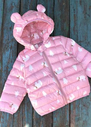 Демісезонна рожева курточка з вушками