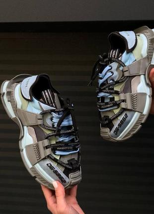 Space blue grey бомбезні масивні кросівки блакитні сірі массивные люкс яркие топовые кроссовки деми женские голубые