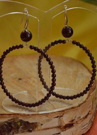 Срібні сережки з гранатом ′фортуна′