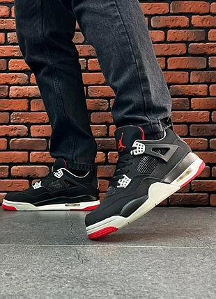 Мужские кроссовки nike air jordan 4 retro black/red