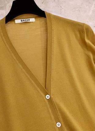 Кардиган з вовни брендовий bally camel yellow superfine merino wool cardigan оригінал.