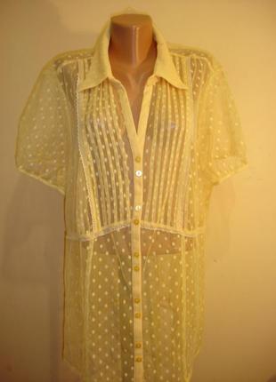 Нарядная желтая блуза-сетка в горохи--evans--сток--1 фото