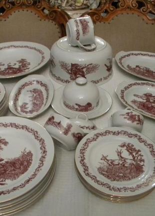 Шикарный столовый сервиз охота фарфор германия новый №лв