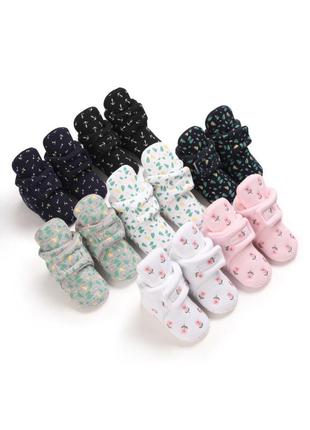 Дитячі бавовняні пінетки для малюків 0-18 місяців з липучкою