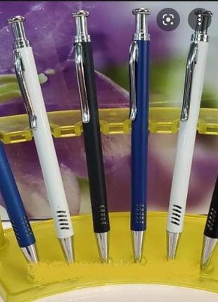 Ручка шариковая "jo" синяя автоматическая металлическая. цена за 1 шт