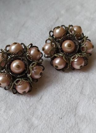 Винтажные клипсы.старинные клипсы.серьги