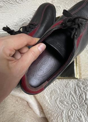 Дорогие практичные кроссовки туфли tods на шнурках , кожаные, натуральная кожа6 фото