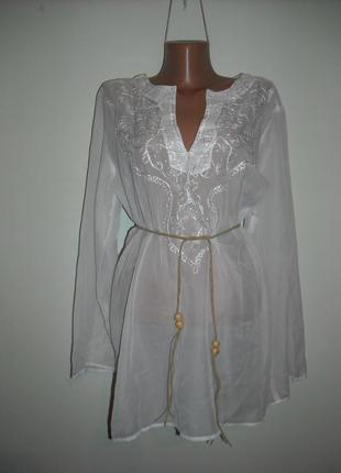 Блузка atmosfere белая с вышивкой ,ткань 100% шифон