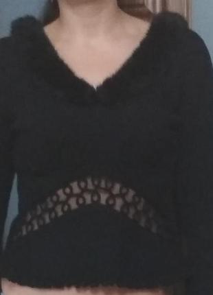 Шерстяной черный свитер, джемпер, м