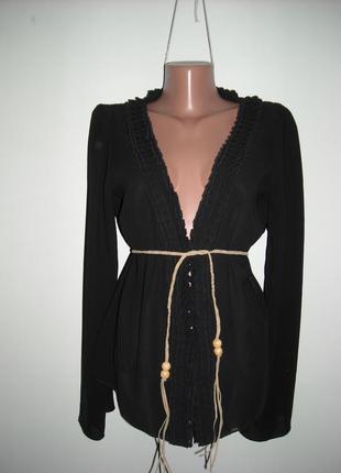 Блузка bero moda черная с декором спереди ,ткань 100% шифон