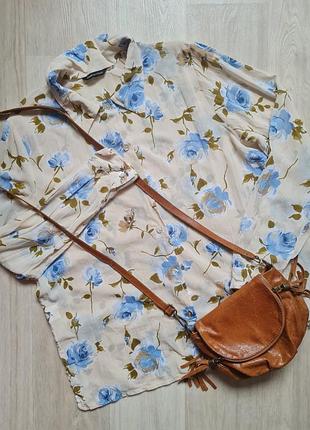 Блуза рубашка в розы