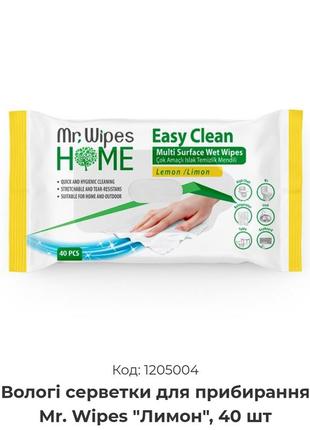 Вологі серветки для прибирання mr. wipes