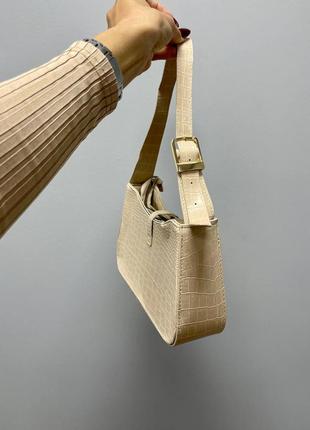 Hobo beige croco fastener популярна брендова сумочка бежева кремова під рептилію топовая сумка беж крем под рептилию змеиная кожа3 фото