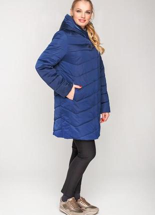 Демисезонная женская куртка синего цвета 58 размер5 фото