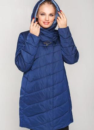 Демісезонна жіноча куртка синього кольору 58 розмір1 фото