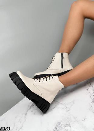 Черевики чоботи демі натуральна шкіра світлий беж5 фото