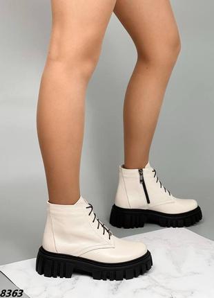 Черевики чоботи демі натуральна шкіра світлий беж2 фото