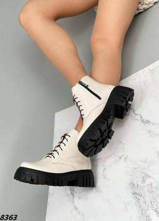 Черевики чоботи демі натуральна шкіра світлий беж6 фото